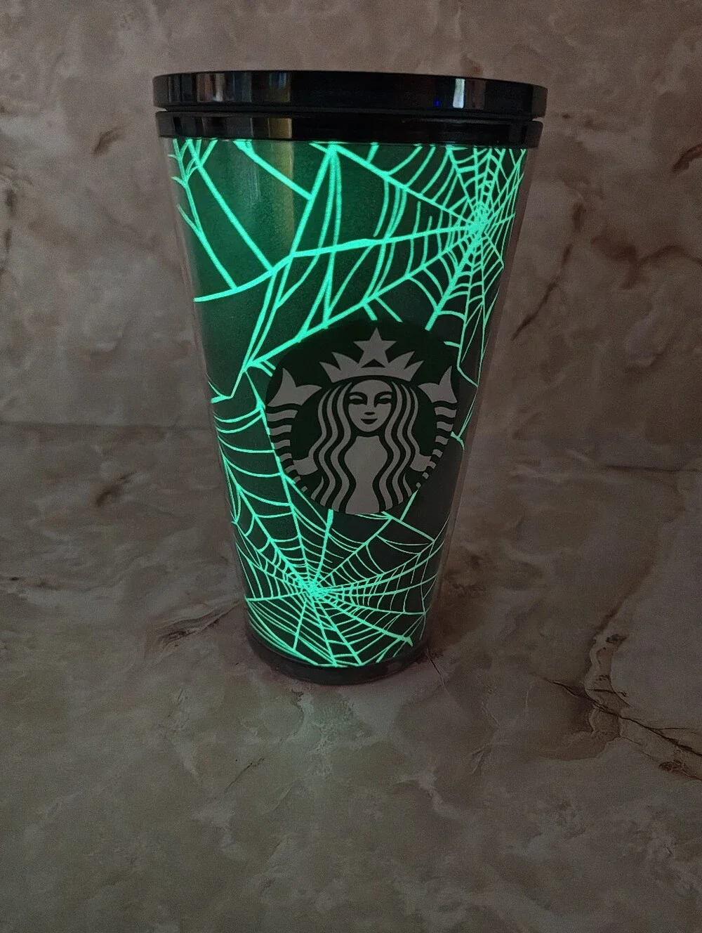Starbucks Halloween 2021 Spider Web Cup 16 oz Tumbler Glow in Dark No Straw
